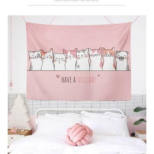 Tapestry Cartoon Ins Hanging Cloth Bedroom Bedside Renovation Background Sofa Layout Large Dormitory Tapiz Pared Home Decor