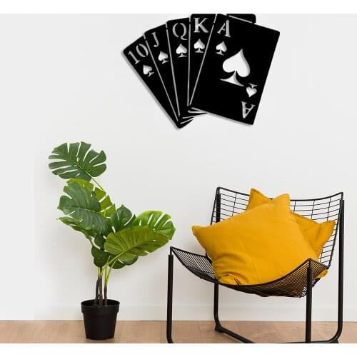 Playing Cards from 10 to Ace Wall Home Accessory Wooden Table 50x36cm