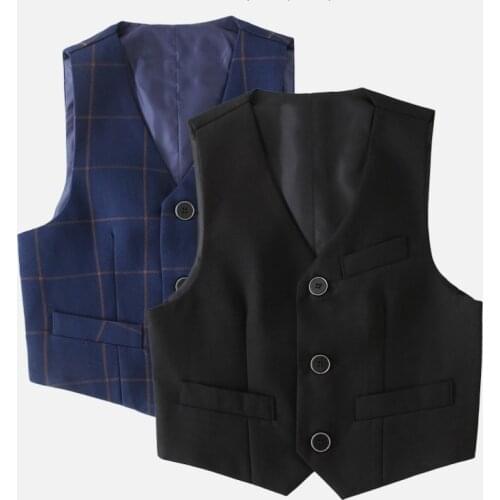 Boys Classics Vest Kids Formal Waistcoat for Wedding Party Performance Costume Gentleman School Children Banquet Wear