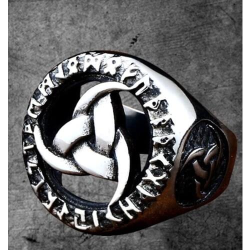 Vintage Stainless Steel Viking-Celtic Knot Mens Rings Punk Amulet Rune Ring Male Boyfriend Biker Jewelry Creativity Gift Wholesa