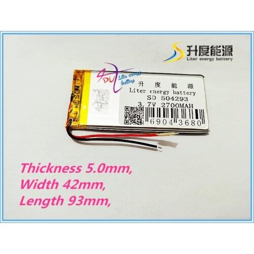 Liter energy battery 3.7V polymer lithium battery 504293 2700mAh instrument navigation rechargeable batteries tablet battery
