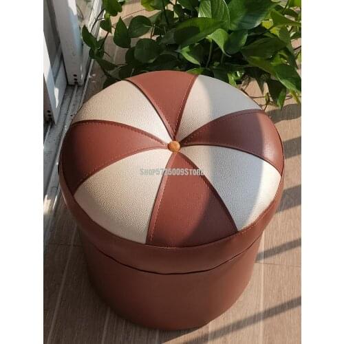 Small Leather Stool For Shoes Stool Sofa Stool Round Stool Square Stool Leather Pier Clothing Store Shoe Test Footstool Fashion
