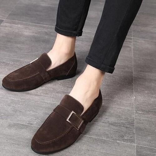 Mens Shoes Large Size Slip On Men Loafers Shoes Spring Casual Buckle Suede Mens Designer Shoes For Men Driving Boat Flat