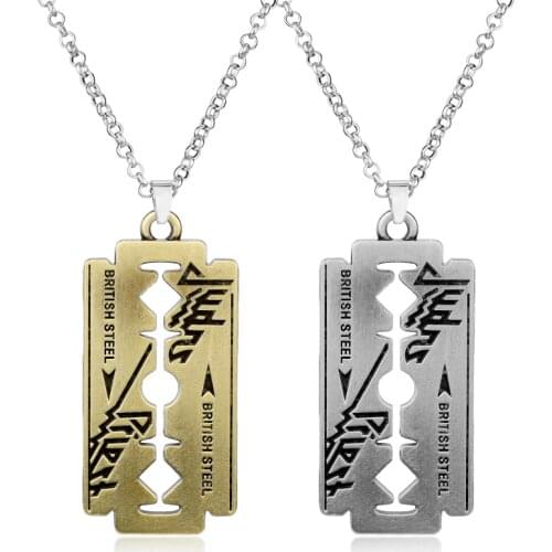Music Band Judas Priest Necklace Razor Blade Shape Pendant Fashion Link Chain Shaver Necklace Friendship Gift Jewelry Accessorie
