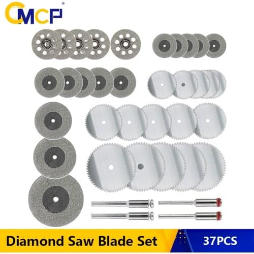 CMCP Diamond Saw Blade Set 37pcs Wood Metal Mini Saw Blade Resin Cut-Off Wheels for Dremel Rotary Tools Power Tool Set