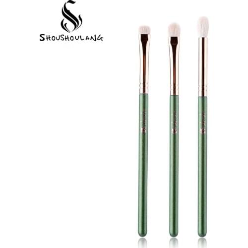 Shoushoulang Professional Handmade Make Up Brush Kit 3pcs Soft Saibikoho Goat Hair Eye Shadow Blending Makeup Brush Set