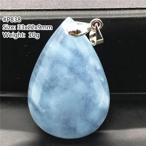 Natural Blue Aquamarine Pendant For Woman Man 39x21x11mm Gemstone Clear Water Drop Beads Silver Necklace Pendant Jewelry AAAAA