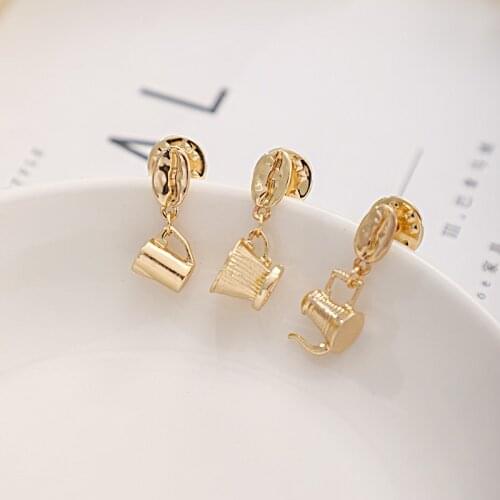 New metal coffee appliance series brooches creative wild ins tide milk tank coffee pot badge pin For Women
