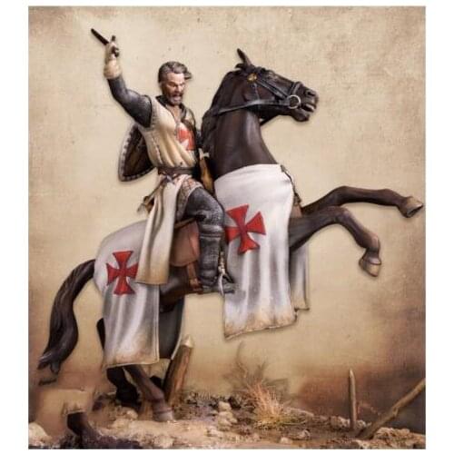 New Unassembled 1/24 75mm fantasy crusader with horse 75mm Resin Kit DIY figure Unpainted resin model