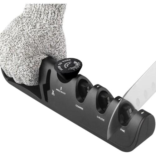 Knife Sharpener, 4 In 1 Kitchen Knife and Scissor Sharpener, Knife Sharpening Tool w/Adjustable Angle Button for Various Knives