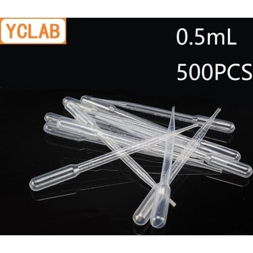 YCLAB 500PCS 0.5mL Disposable Dropping Pipette Pasteurized Plastic with Graduation Mark Laboratory Chemistry Equipment