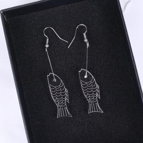 Transparent pink acrylic fish DIY accessory earrings