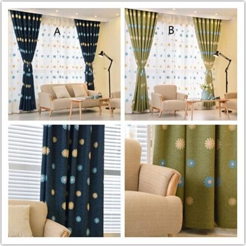 Sunflower Embroidery Curtains for Living Room 1 Pc Pretty Window Door Decor Polyester Cortinas Kids Bedroom Kitchen Cafe 2179