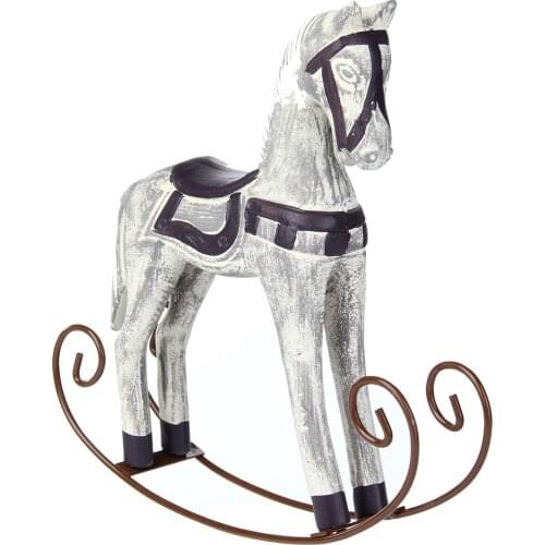 Modern Europe Style Trojan Horse Statue Wedding Decor Wood Horse Retro Home Decoration Accessories Rocking Horse Ornament