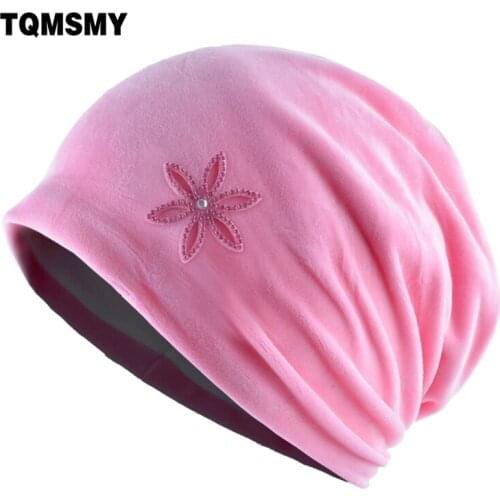Rhinestone flower hat womans Velvet beanie Double Layer Skullies Turban cap autumn girls bonnet winter hats for women gorros