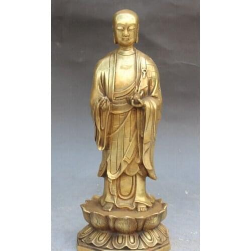 006310 14" Buddhism Bronze Tang Seng San Zang Ksitigarbha Boddhisattva Buddha Statue
