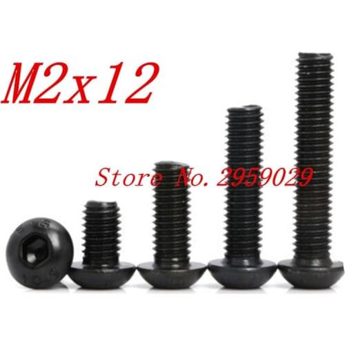 1000PCS ISO7380 m2*12 M2 x 12mm Steel with black hex hexagon socket button head screw