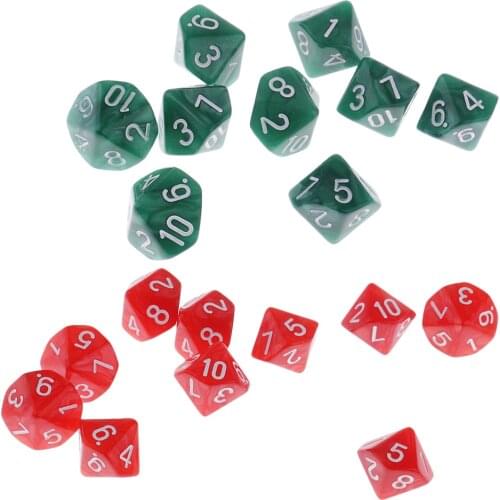 20pcs Plastic 10-sided Dice D10 for Table Game
