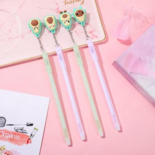 40 Pcs Cute Fruit Gel Pens 0.5mm Korea Cartoon Avocado Pendant Black Ink Pen Kawaii School Supplies Student Stationery Wholesale