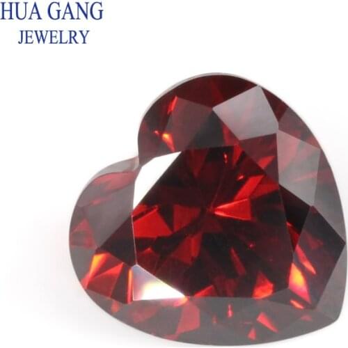 5A D-Garnet Heart Shape Cubic Zirconia Brilliant Cut Loose CZ Stone Synthetic Gems Beads For Jewelry 2x2-16x16mm Free Shipping