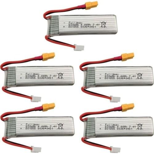 600mAh 7.4V Lipo Battery For XK K130 RC Six-way Brushless Aileron Helicopter Spare Parts Accessories Drone Battery 801855 5pcs