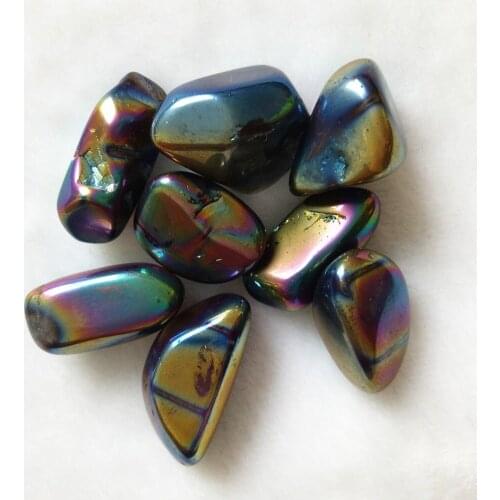 8pcs Drop shipping natural crystal gravel electroplating metal colour quartz tumbled stone healing as Chrismas gift