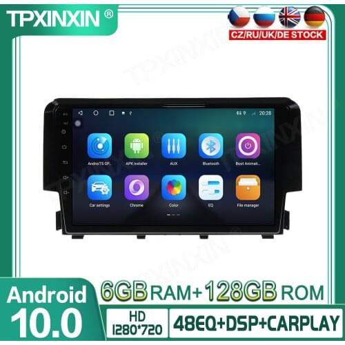 6+128G Android 10 For Honda Civic 2016-2018 Car Multimedia Player GPS Navigation Head Unit Auto Radio Audio Stereo Tape Recorder