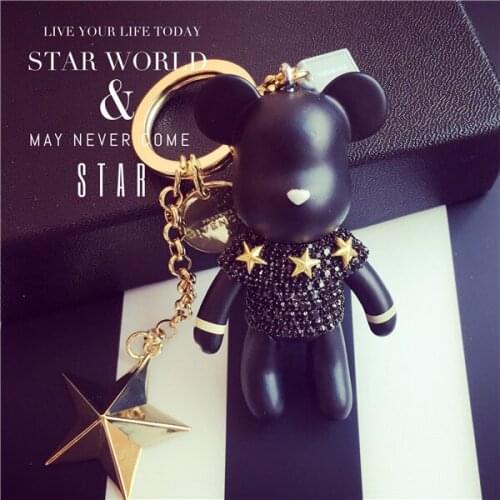 Bomgom Tassels Cartoon Popobe Gloomy Bear Keychain Star Gold Metal Bag Charm Holder Cartoon Key Chain Key Ring Pendant Kids Toy