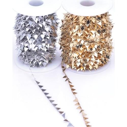 1Meter/Lot 2 Colors Stainless Steel Geometric Triangle Beads Chain Handmade Link Necklaces Women Bracelet Jewelry Accessories