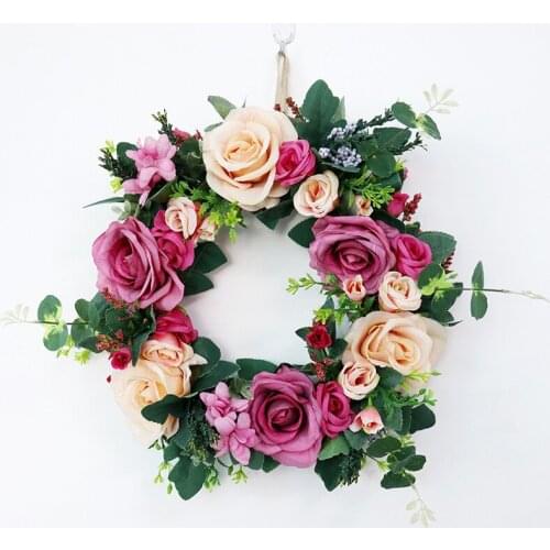 2pcs delivery Imitation floral wreath door home decoration Festival Party silk flower vine champagne purple roses wall wedding