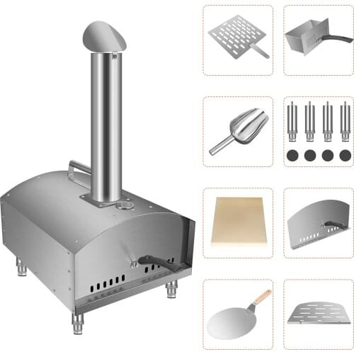 Firewood 12 Inch Mini Pizza Oven Outdoor Portable Tabletop Toaster 480℃ Barbecue Grill Stainless Steel For Meat Chicken