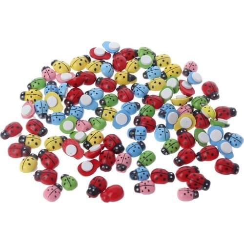 Figurines Ornaments Garden 100pcs Mini Ladybugs Shaped Stickers Miniature Ornament DIY Fairy Garden Decor