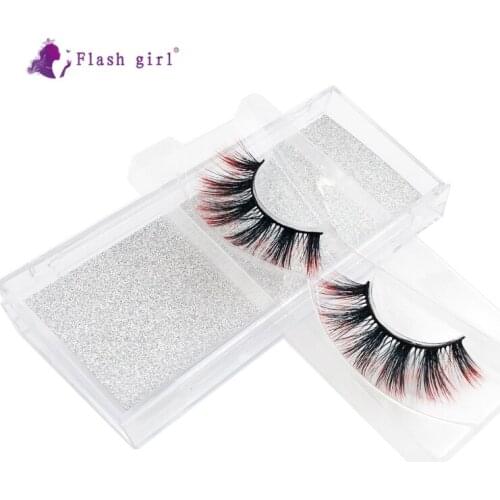 Flash Girl Best Selling 3D Mink False Eyelashes Wispy Natural Long Full Strip Lashes Handmade Colorful Fake Eyelash E-15