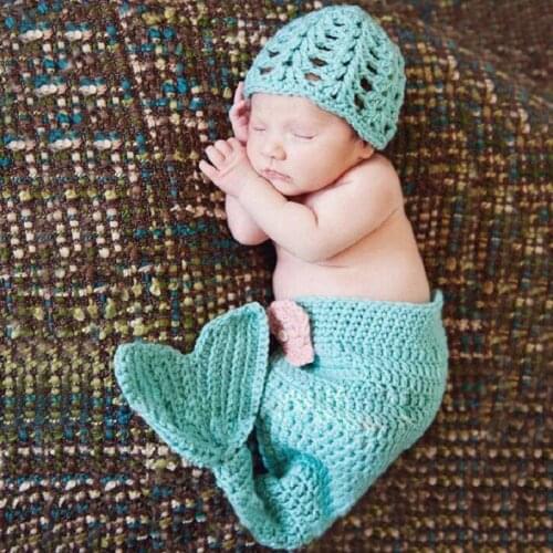 Baby Girl Photo Shoot Crochet Mermaid Outfits Newborn Photography Props Infant Family Picture Shoot Clothes Baby foto Props