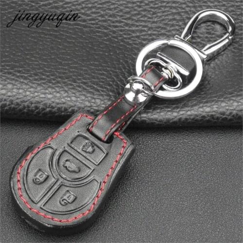 Jingyuqin 4 Buttons Leather Remote Key Case Fob Cover for Nissan Altima Maxima Sentra Versa Car Styling