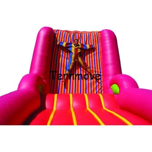 Inflatable jumping sticky wall,commercial carnival party adults and kids Inflatable wall with suits for play games