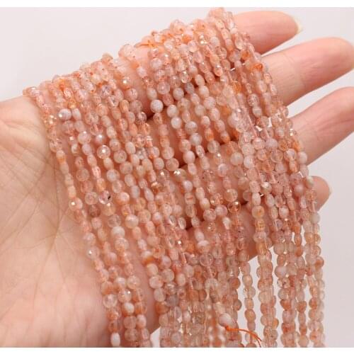 Natural Semi-precious Stone Oblate Section Beads Gold sun stone 4mm For DIY Necklace Earrings Accessories Gift Length 38cm