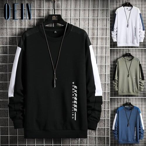 OEIN 2021 Fashion Harajuku Sweatshirts Men Spring Autumn New Hip Hop Hoody Mens Casual O-Neck Patchwork Sweatshirt for Young Men