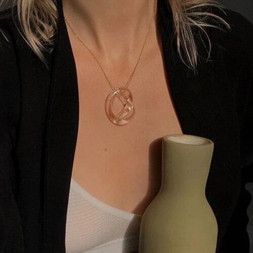 Handmade 925 Silver Necklace Transparent Resin Acrylic Knotted Suitable for Ladies and Girls Daily Jewelry Party Gifts boho