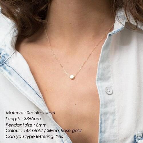 Stainless Steel Small Round Pendant Necklaces Women Minimalist Dainty Clavicle Chain Geometry Choker Luxury Jewelry Accessory