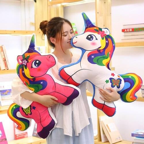 Plush unicorn pillow cartoon unicorn plush toy stuffed ranbown horse soft doll baby kids pillow cushion gift toys for children