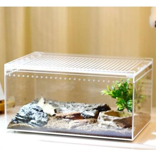 Terrarium Transparent Sliding Cover Reptile Breeding Box Acrylic Reptile Tank Insect Spiders Tortoise Lizard Feeding Box