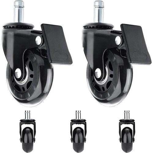 3PCS 2.5inch Office Chair Caster Wheels And 2 PCS Caster Wheels With Brake Replacement Soft Safe Rollers Furniture Hardware