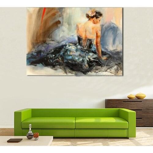 Pure Hand Painted Handcraft Portrait oil painting on canvas No stretched Art Girl 24x36inch Home Decor