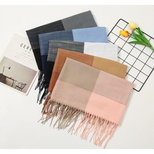New Fashion Plaid Scarf Plain Geometric Pashmina Scarves with Tassel Fringe High Quality Autumn Winter Long Shawls and Wraps