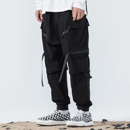 Streetwear Joggers For Men Harem Techwear Multi-Pockets Black Pants