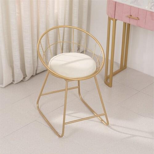 Nordic Style Wrought Iron Round Dressing Chair Modern Minimalist Backrest Makeup Chair Living Room Furniture Home Leisure Chair