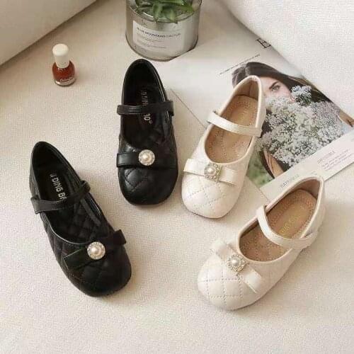 Girls Bow Flats Princess Single Shoes Girls Spring Comfortable Casual 2021 New Leather Rubber Dress Shoes Toddler Shoes Girls C