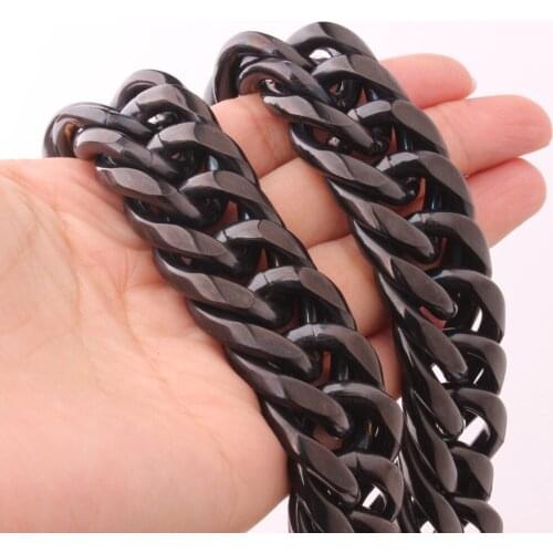 Heavy Black 316L Stainless Steel High Quality Curb Chain Link Mens Biker Necklace 22mm 7''-40" Good gifts