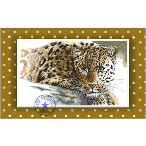 Top Quality premium lovely counted cross stitch kit leopard cute beast animal